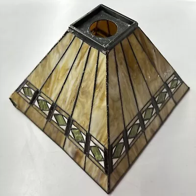 Vtg Tiffany Style Art & Craft Mission Stained Slag Glass Lamp Shade SEE PHOTOS • $89.99