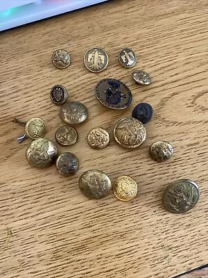 Lot Of 18 Vintage Buttons Military Metal Post Office Queen Elizabeth • $15