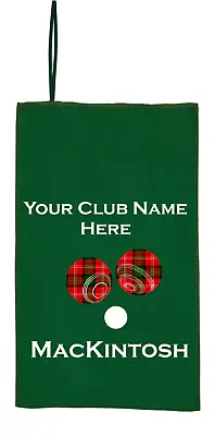 Personalised Tartan Lawn Bowls Towel Suede Microfibre Absorbent 8 Colours • £7.99