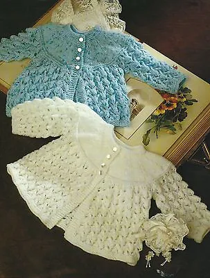 Baby Lace Knitting Pattern 4ply Pretty Matinee Jacket 16-18  309 • £2.09