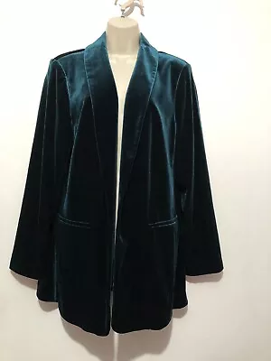 Marks & Spencer Relaxed Velvet Jacket UK 18 Evergreen Button Free • $49.31