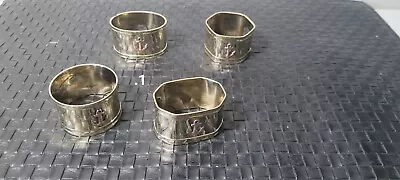 Set Of 4 VINTAGE Brass Nautical Raised Anchor Napkin Rings India • $15.99