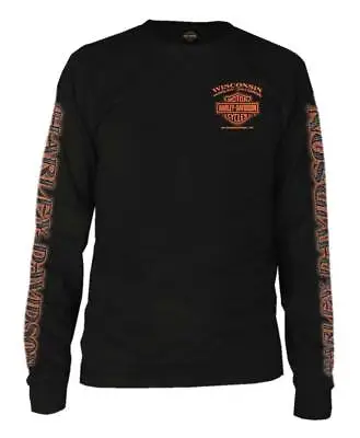 Harley-Davidson Men's Eagle Piston Long Sleeve Crew Shirt Black 30299947 • $38.95