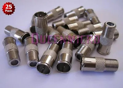 25 PCS F-type Quick Push-On Adapter Male To Female Coax Coaxial Cable Connector • $17.85