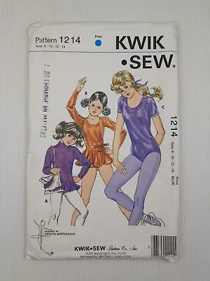 Kwik Sew Sewing Pattern 1214 Girls Leotard Wrap Skirt Size 8-14 1980s Uncut • $20