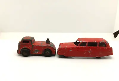 Pair Of Vintage Die Cast Cars Tootsie Toy FORD Station Wagon Plus Fire Truck • $14.95