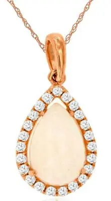 .89ct Diamond & Aaa Opal 14kt Rose Gold Pear Shape & Round Halo Floating Pendant • $1207.90