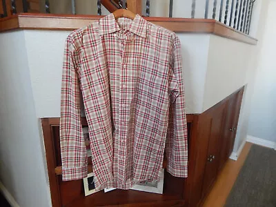 Burberry London Mens Cotton Red Plaid Long Sleeve Shirt Large Tall • $19.99