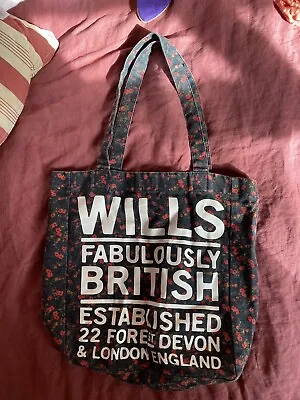 Jack Wills Dark Blue And Red Floral Tote Bag • £8