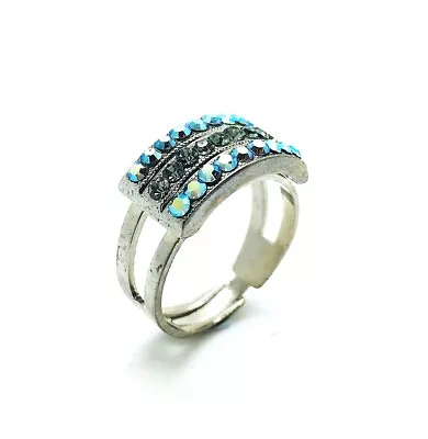 Mariana Ring Brown & Light Mirror Blue Austrian Crystals AB Diamond Coll. • $80