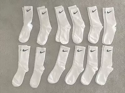 Nike Men’s 12 Pairs (24 Socks) Everyday Cushioned Crew Socks White Size 6-8 NEW • $39