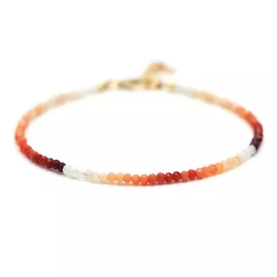 Natural Mexican Fire Opal 3mm Rondelle Gemstone Faceted Dainty Beads Bracelet 7  • $24.90