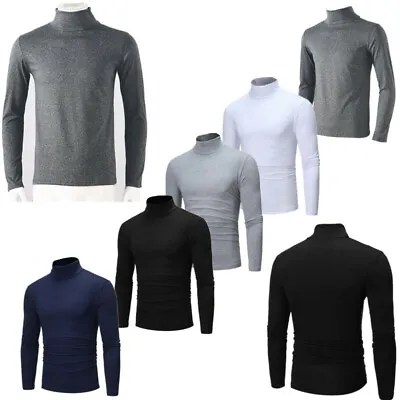 $12.46 • Buy Men Warm Long Sleeve Thermal Tops Mock Neck Undershirt Base Layer Shirt Pullover