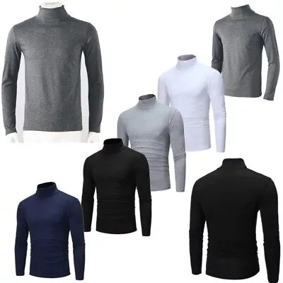 Men Warm Long Sleeve Thermal Tops Mock Neck Undershirt Base Layer Shirt Pullover • $7.28