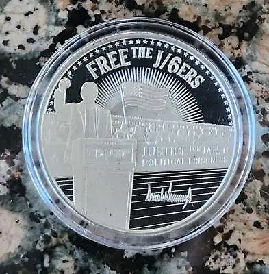 Trump  Free The J/6ers  Limited Edition 1 Troy Oz Silver Round .999 Fine • $58.88