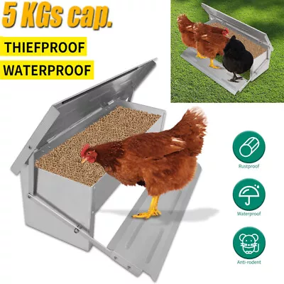 5KG Chicken Chook Feeder Automatic Treadle Poultry Self Opening Ratproof Outdoor • £13.50