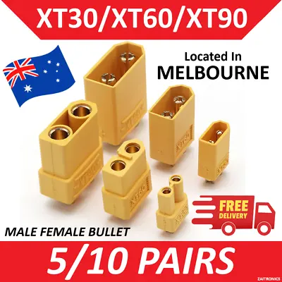 5/10 Pairs XT30 XT60 XT90 Male Female Bullet Connector Plug For Lipo Battery AU • $13.90