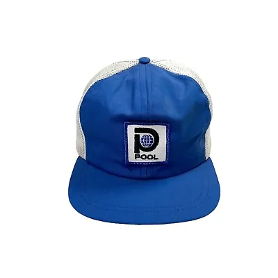 Vintage Pool Trucker Hat Cap Blue Snapback Globe Logo- Mesh- Patch • $11.97