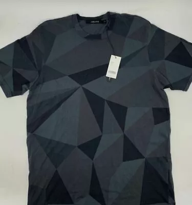 Nwt $740 J Brand Men's Blue Grey Geometric Crewneck Short Sleeve T-Shirt Size M • $53.98