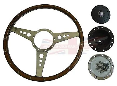 New Moto-Lita 15  Wood Steering Wheel & Adaptor Triumph TR4 TR250 TR6 Moto Lita • $479.95