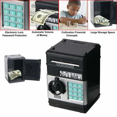 Electronic Piggy Bank ATM Password Money Box Cash Coins Saving Auto Deposit Gift • $17.88