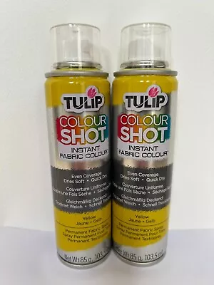 2 X Tulip Colour Shot Instant Fabric Spray Paint 103.5ml Yellow • £7.95