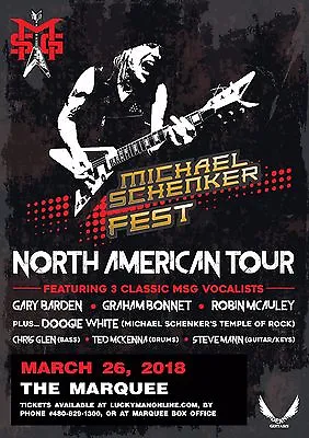 MICHAEL SCHENKER  NORTH AMERICAN TOUR  2018 PHOENIX CONCERT POSTER - Hard Rock • $18.18