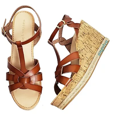 Madden Girl 10M Cortette Wedge Sandals Cognac Paris Espadrille Strappy Summer • $33.57