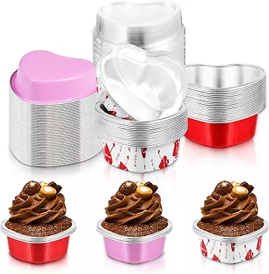 Heart Shaped Cake Pans With Lids 3.4 Ounces/ 100 Ml Mini Cheesecake Pans Alum • $37.99