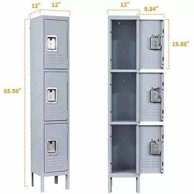 Metal Lockers For Employees Steel Storage Locker With 3 Doors For Office School • $109.99