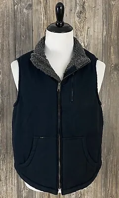 LEE Men's Canvas Vest Size Medium Warm Fleece Lining Black Cotton #LM30VT618 • $30