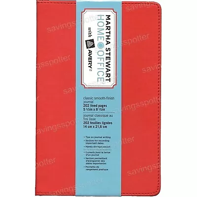 Martha Stewart Home Office Smooth Journal 5.5 X 8.5 Faux Leather Red 14853 • $14.27