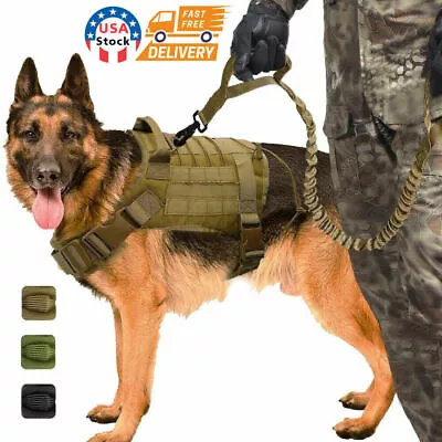 Tactical-Police K9 Training Dog Harness Military- Adjustable Leash Nylon Vest AU • $32.99