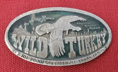 Vintage 1970s Wild Turkey Bourbon Belt Buckle Austin Nichols 1974 Bergamot Brass • $22