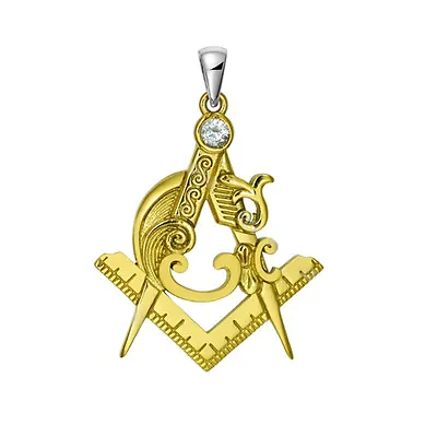 Masonic Freemasonry Ladies Gift Antique Gold Pendent • £14.39