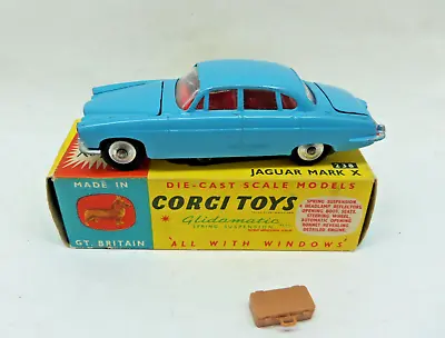 Corgi Toys 238 Jaguar Mark X Saloon  Pale Blue Superb Boxed Model Vintage 1962 • £79.99