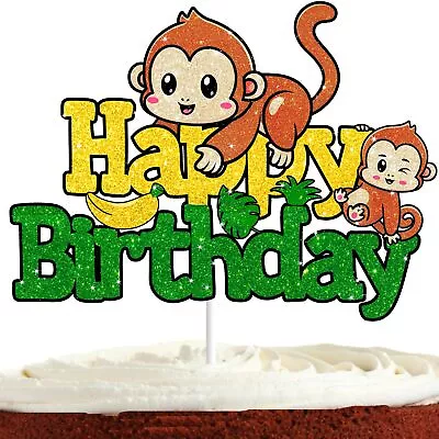 Cute Monkey Cake Topper for Boys Girls Happy Birthday Banana Safari Jungle An... • $15.88