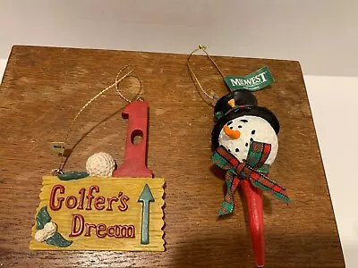 Midwest Of Cannon Falls Golf Ball Lot Of 2 Christmas Tree Ornaments Snowman • $9.99