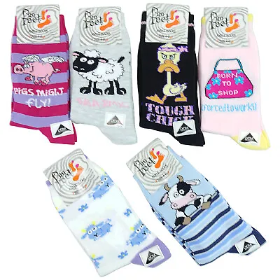 1 Or 6 PACK WOMENS CHARACTER ANIMAL FUN GIFT PACK ANKLE MID CALF SOCKS SIZE 4/6 • £1.95