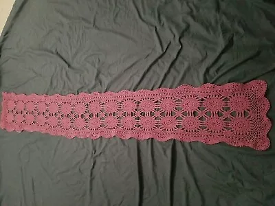 Vintage Crochet Table Runner 65  X 9.5  Rose Color • $12.99