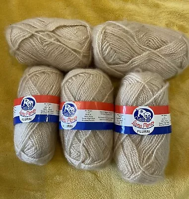 Lot Of 5 Vintage Lana Moro Yarns ~  FLURRI - Brushed Acrylic ~ Color 219 (beige) • $19.99