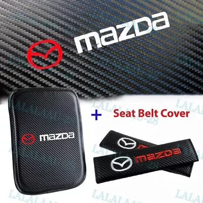 New Embroidery For MAZDA Center Armrest Cushion Mat Pad W/ Seat Belt Cover Set • $16.36