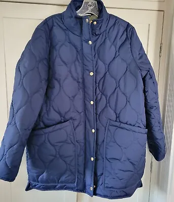 J Crew Womens Signature Puffer Quilted Cocoon Primaloft Size  Large  Navy Blue • $59