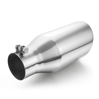 3  Inlet 5  Outlet 12  Long Bolt On Diesel Exhaust Tip Silver Stainless Steel • $32