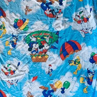 VTG Walt Disney Co. Flying Mickey Mouse Fitted Double Bed Sheet 80s 90s Pluto • $24.99