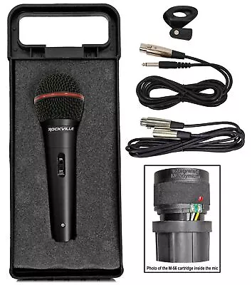 Rockville RMIC-SR Handheld DJ Vocal Recording Wired Microphone+Cables+Mic Case • $24.95