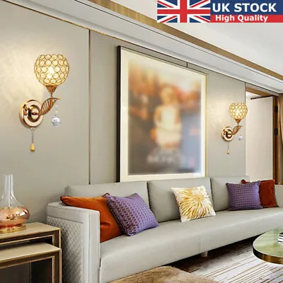 2PCS Iron Crystal Wall Lights Golden Silver Lamp For Living Room Bedroom Decor • £16.99