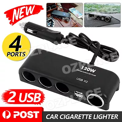 4 Way 12V 24V Multi Socket Car Cigarette Lighter Splitter USB Charger Adapter • $11.85