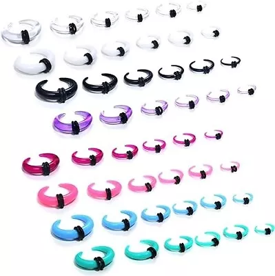 48Pcs Acrylic Pincher Tapers Septum Ring C Shape Buffalo Septum Stretching Kit S • $14.79