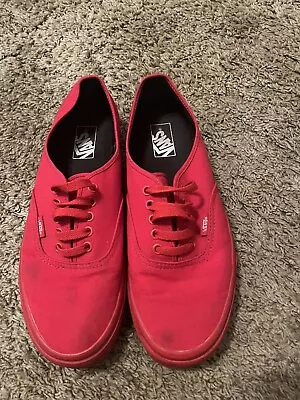 Vans Sk8 Low Top Skate Shoe All Red Canvas/Rubber Mens Size 10.5 Sneakers • $18